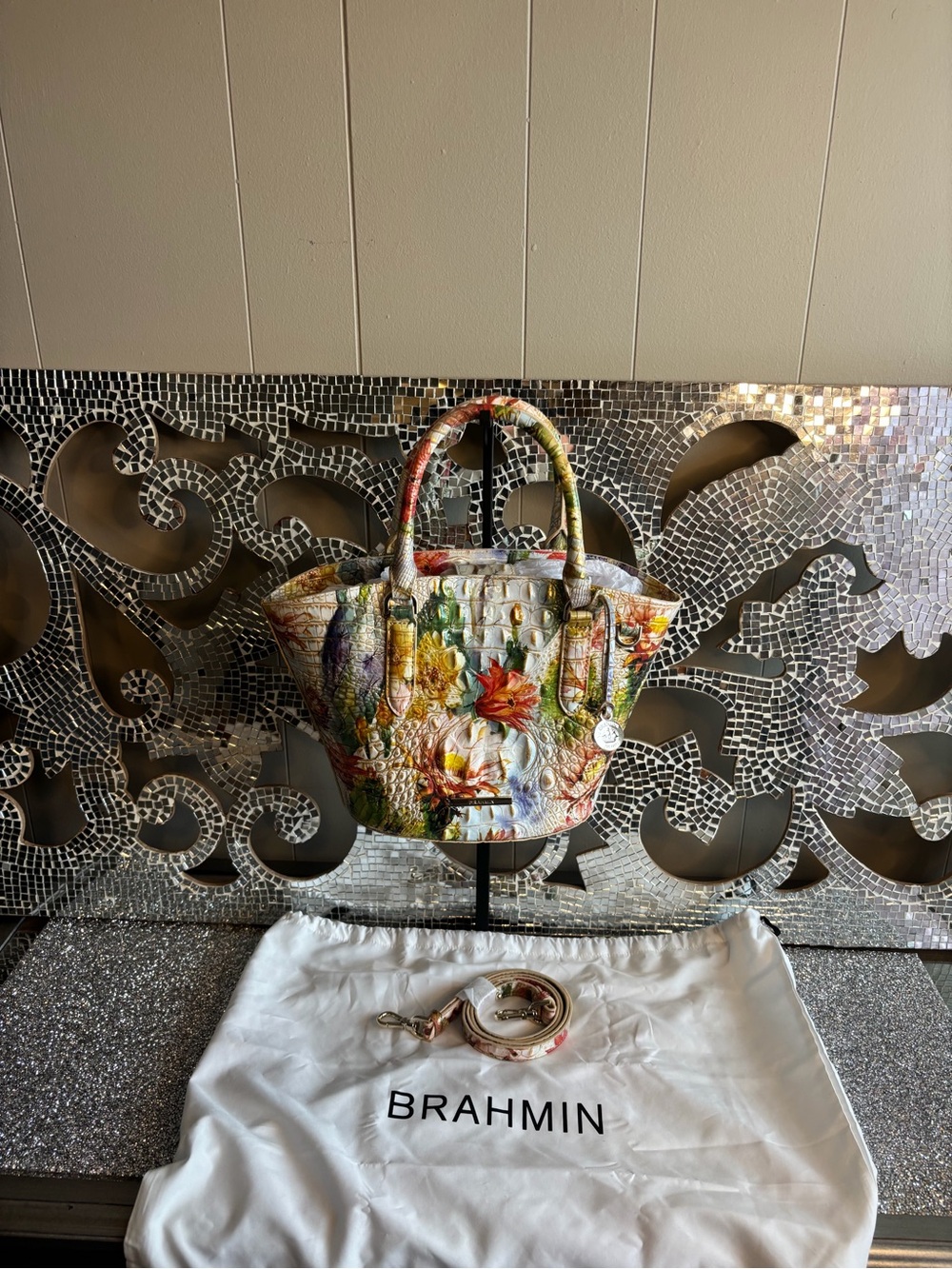 💕Brahmin Jenny Succulent Bloom Melbourne Leather Bag - Picture 3 of 12